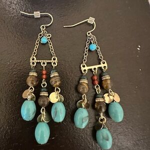 Polo by Ralph Lauren Turquoise and Gold Dangle Earrings